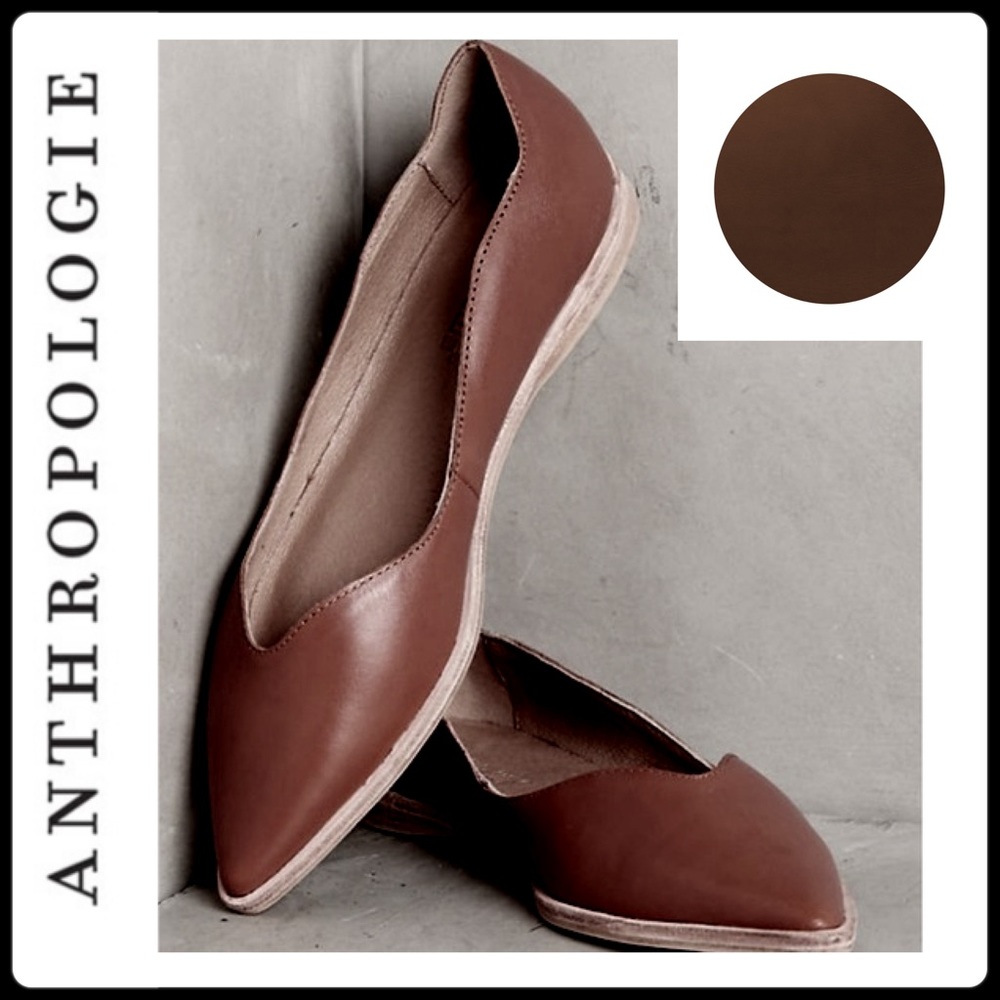Anthropologie dark brown pointed flats